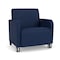 Lesro Siena Lounge Reception Wide Guest Chair with Front Casters, Walnut Wood Back Legs, MD Ink Upholstery SN1201 - alternate 1